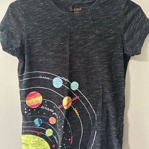 Cat & Jack Black Short Sleeve Tee with Space Design
